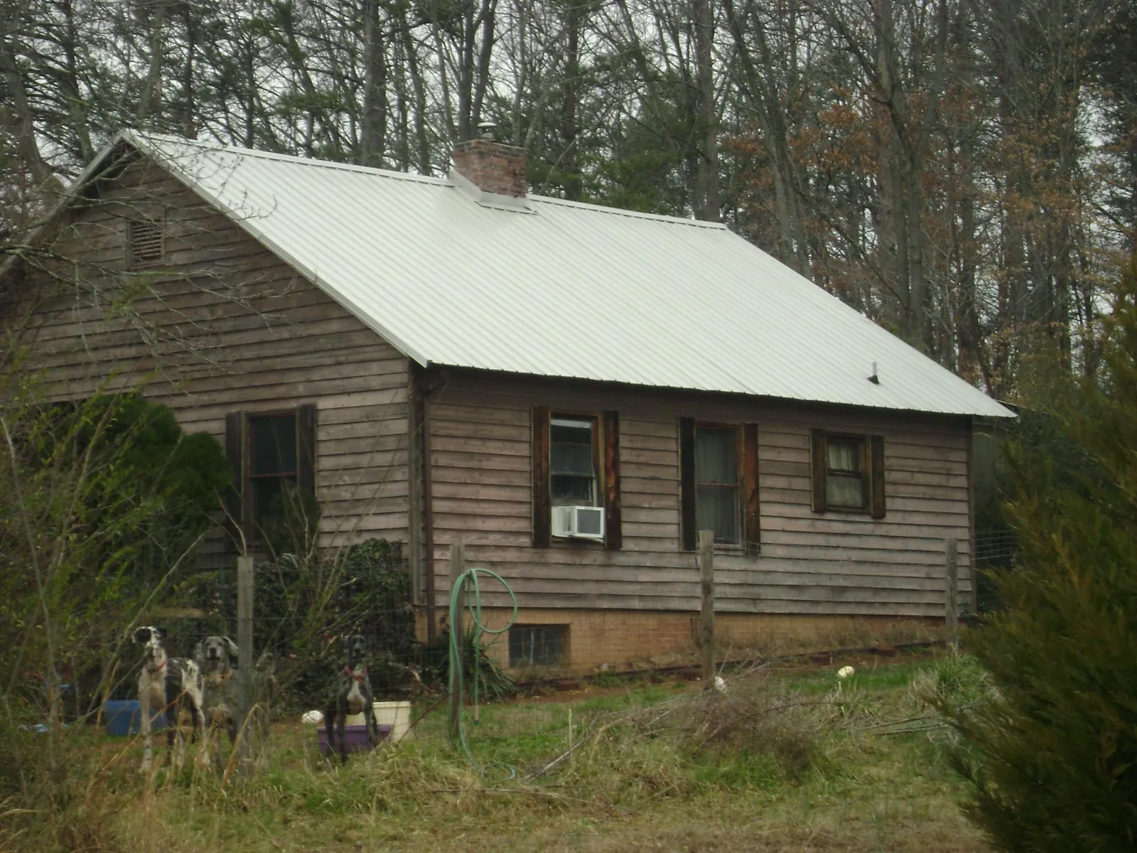 White metal roof on an old wood sided farmhouse, from a Asphalt Shingle Roof Repair job in Marion